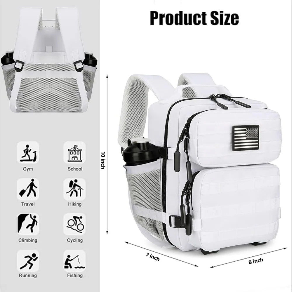9L Mini Tactical Backpack for Men and Women, Tactical Backpack Small for Hiking, Small Tactical Bag（White）