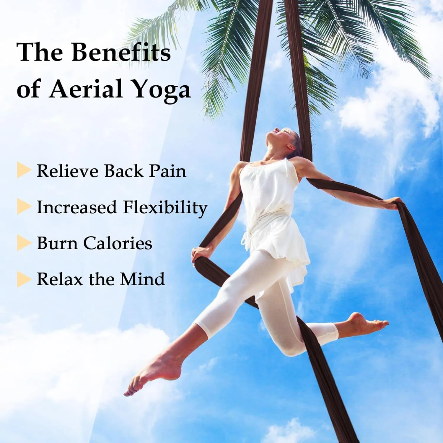 Aerial Silks Hammock Kit for Home and Outdoor, Nylon Tricot Flying Yoga Silk Swing for Gymnastics with Full Hardware
