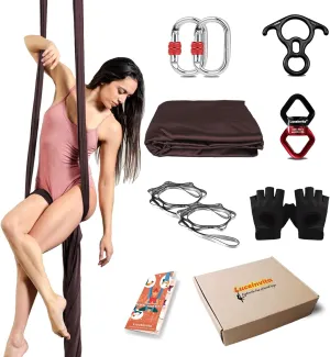 Aerial Silks Hammock Kit for Home and Outdoor, Nylon Tricot Flying Yoga Silk Swing for Gymnastics with Full Hardware