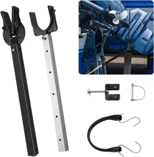 AHIER Adjustable Boat Transom Saver, Transom Savers for Outboard Motor Support, Outboard Motor Support with Heavy Duty Composite Head for Holding Engine, Roller and Trailer Mounts (Black)