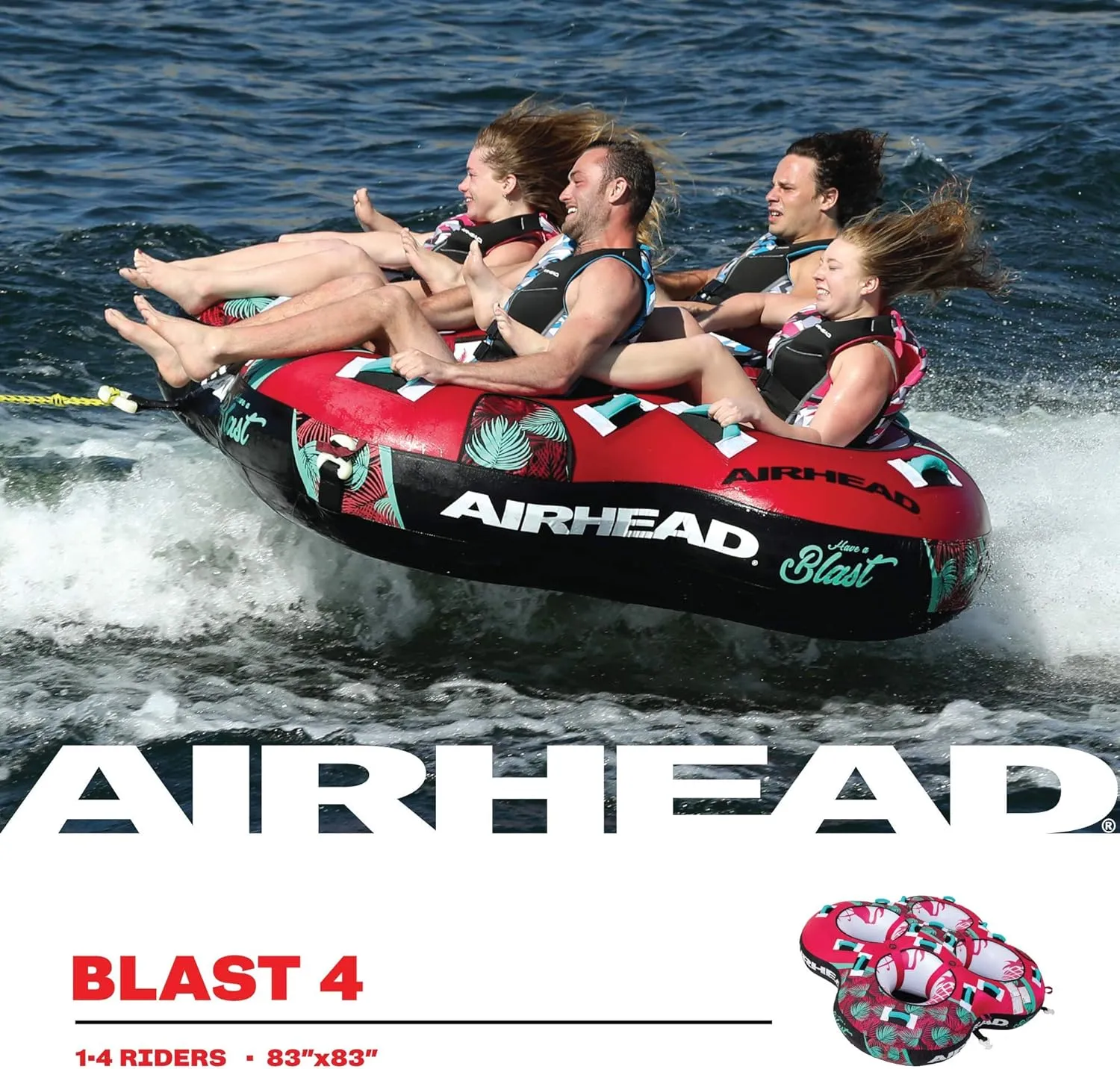 AIRHEAD Blast Towable Tube for Boating with 1-4 Rider Options