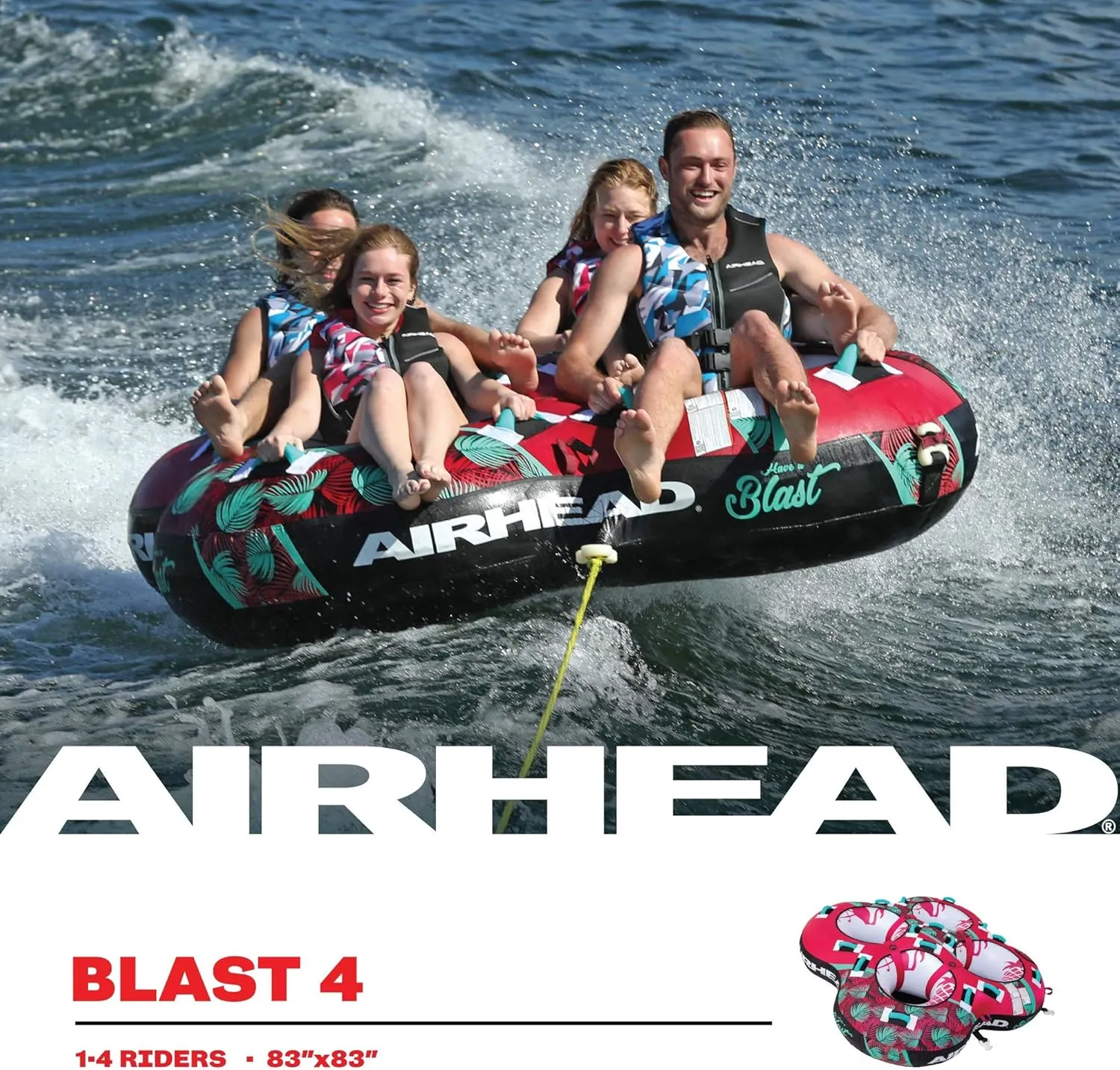 AIRHEAD Blast Towable Tube for Boating with 1-4 Rider Options