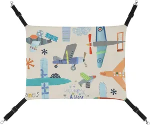 Airplane Print Hanging Cat Bed Soft Breathable Pet Hammock for Cage Pet Sleeper for Kitten Ferret Puppy Rabbit