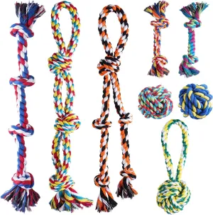 Aitmexcn Heavy Duty Dog Rope Toys - 8 Pack for Large & Medium Aggressive Chewers, Dental Cleaning & Tug Toy for Boredom, 100% Cotton Indestructible Toy
