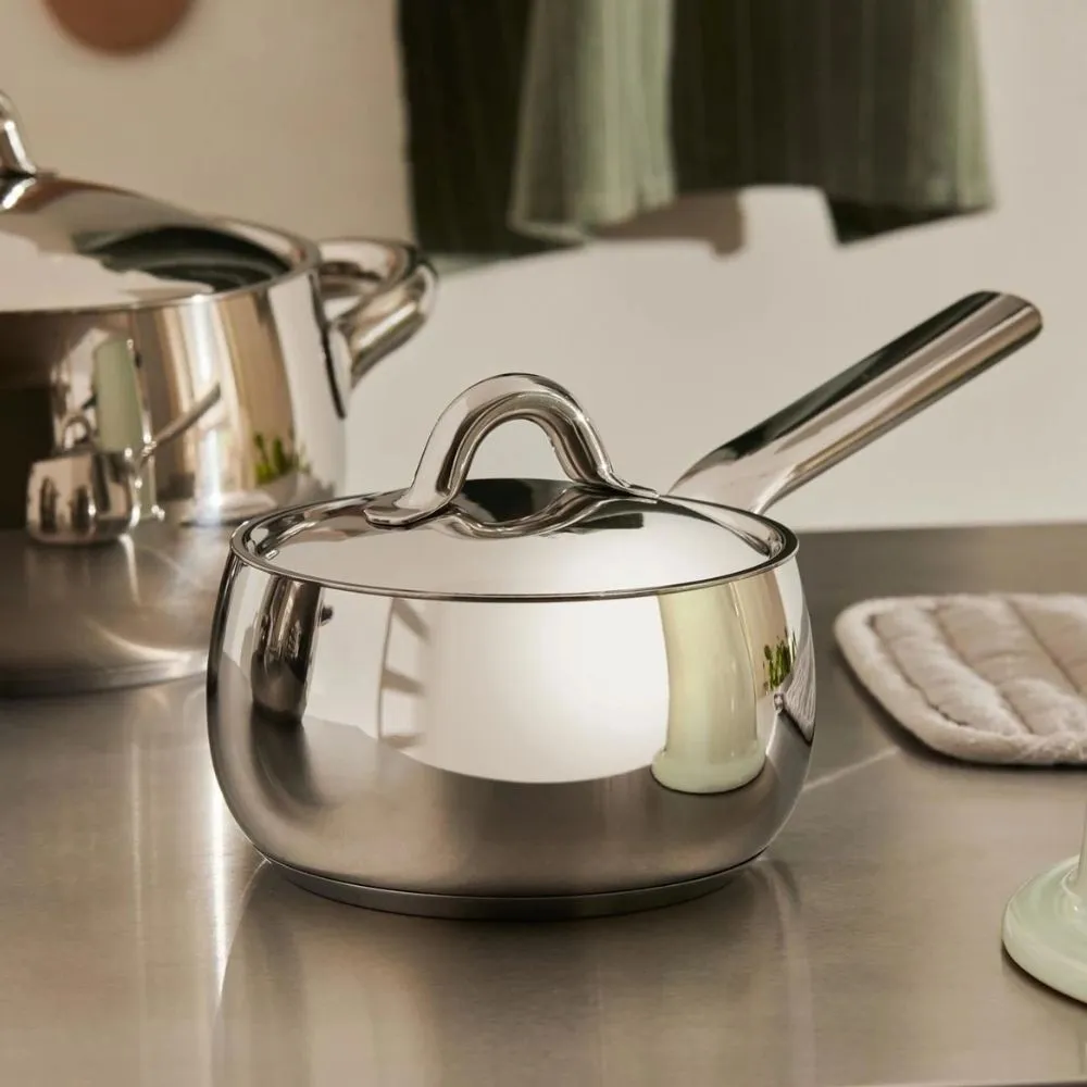 Alessi SG105/16 Mami steel saucepan with long handle diam.16 cm. - 6.29 in