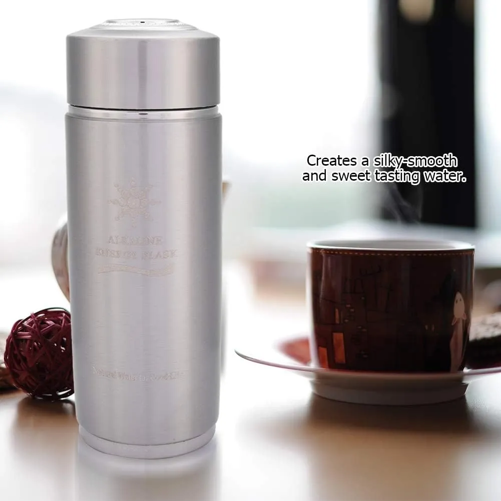 Alkaline Water Bottle, Stainless Steels Portable Nano Balance Insulated Water Bottle Wide Mouth Cap Bottle For Improvement Of Immunity (Silver)