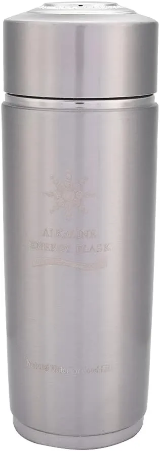 Alkaline Water Bottle, Stainless Steels Portable Nano Balance Insulated Water Bottle Wide Mouth Cap Bottle For Improvement Of Immunity (Silver)