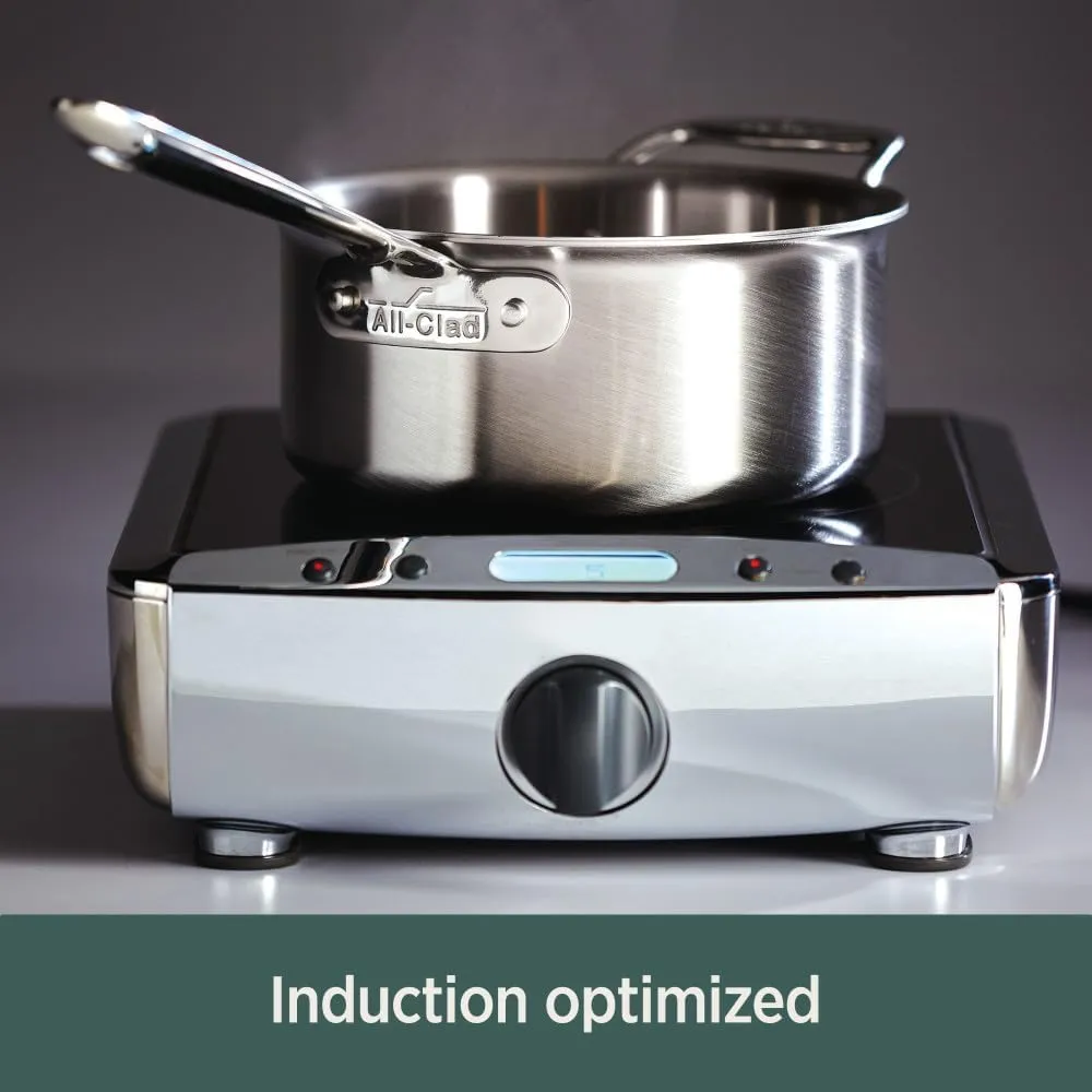 All-Clad D5 5-Ply Brushed Stainless Steel Fry Pan 8 Inch Induction Oven Broiler Safe 500F Pots and Pans, Cookware Silver