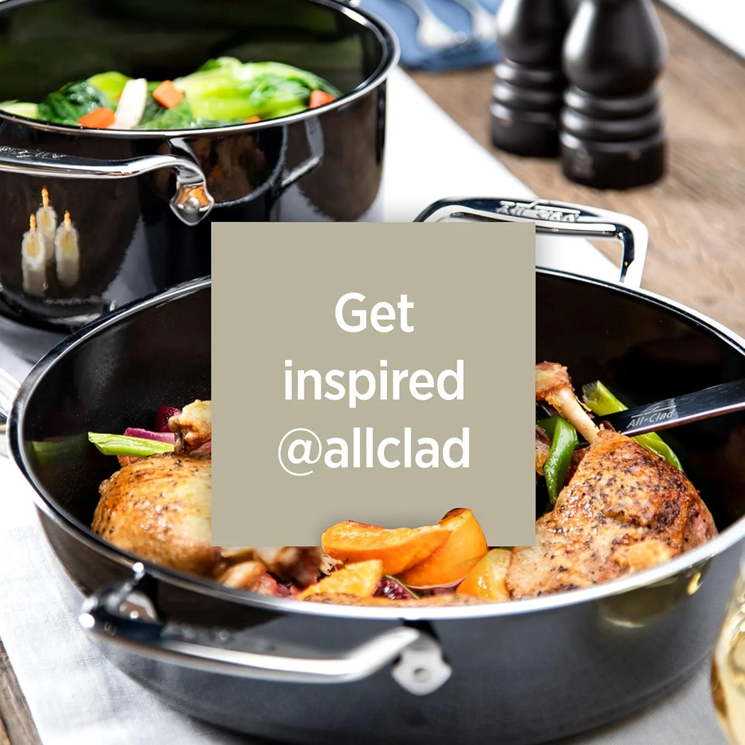 All-Clad FusionTec Ceramic Fry Pan 9.5 Inch Induction Oven Broiler Safe 500F Pots and Pans, Cookware Platinum