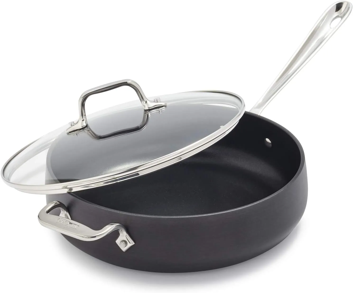 All-Clad HA1 Hard Anodized Nonstick Sauté Pan 4 Quart Induction Oven Broiler Safe 500F Pots and Pans, Cookware Black