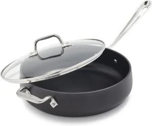 All-Clad HA1 Hard Anodized Nonstick Sauté Pan 4 Quart Induction Oven Broiler Safe 500F Pots and Pans, Cookware Black
