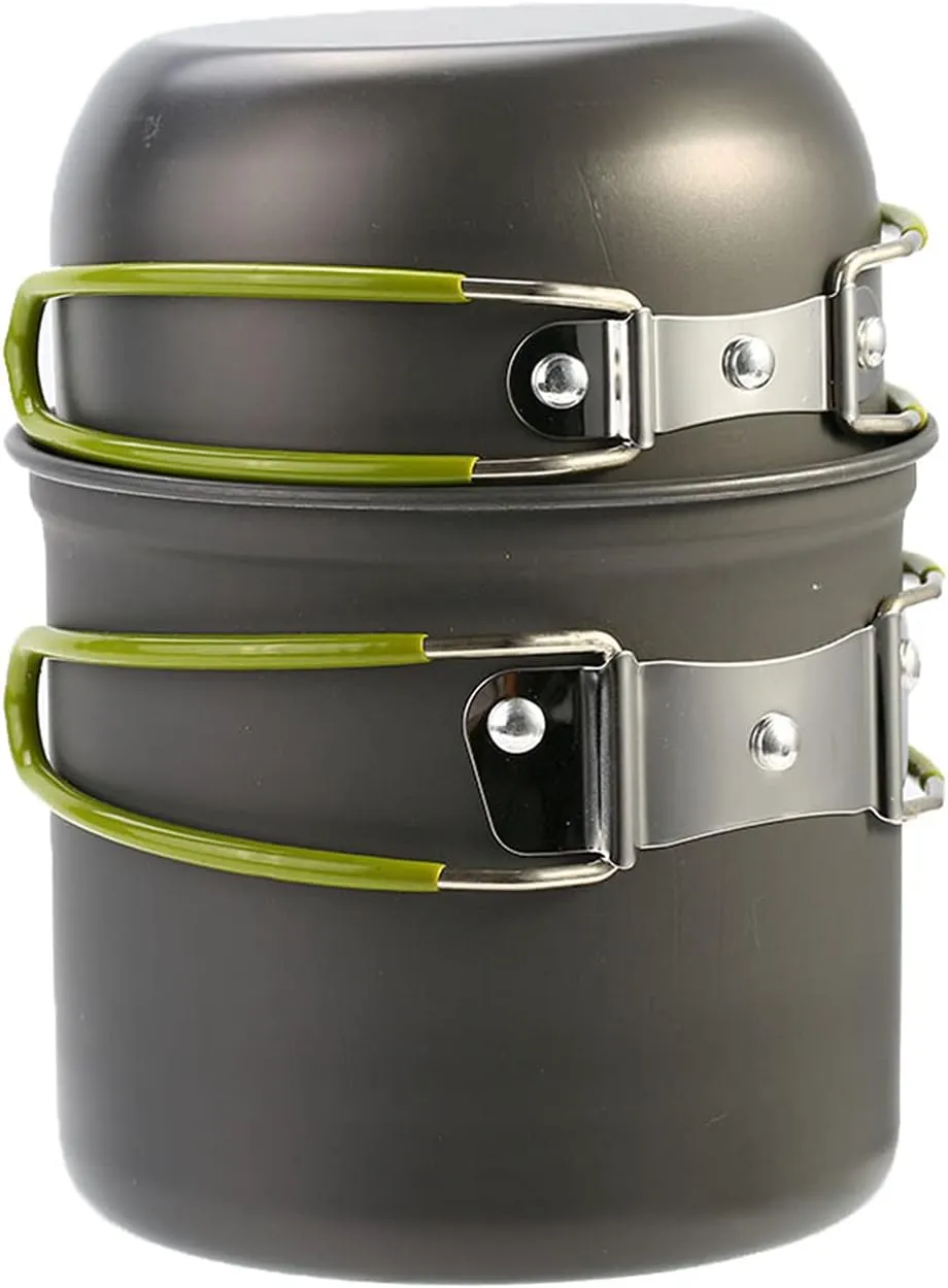 Aluminium Alloy Pot Set Compact Foldable Handgrip Storage Bag Camping Survival