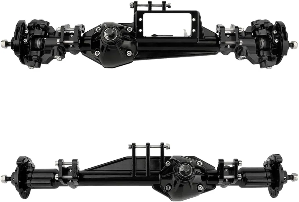Aluminum Complete Front & Rear Axle CNC Machined with Caliper Brake disc for Axial RBX10 Ryft 1/10 RC Cralwer Upgrade Parts (Black)