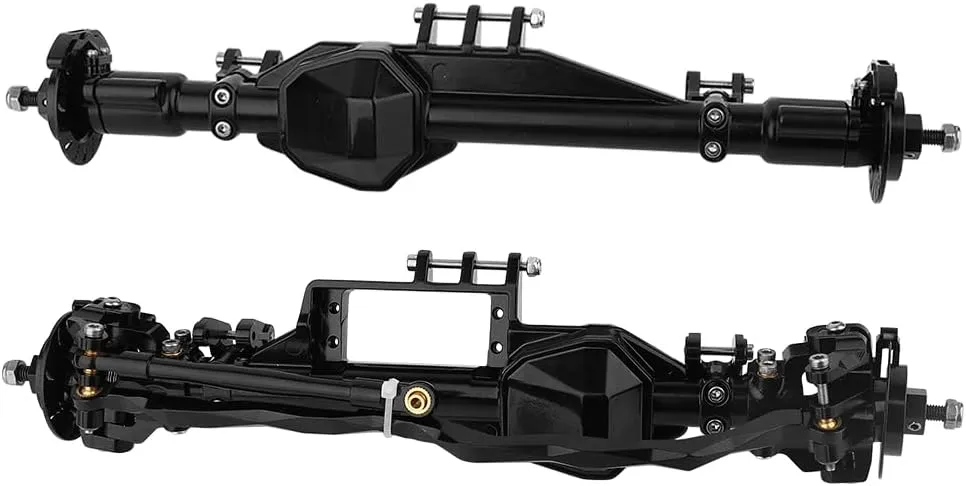 Aluminum Complete Front & Rear Axle CNC Machined with Caliper Brake disc for Axial RBX10 Ryft 1/10 RC Cralwer Upgrade Parts (Black)