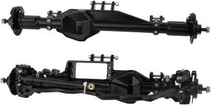 Aluminum Complete Front & Rear Axle CNC Machined with Caliper Brake disc for Axial RBX10 Ryft 1/10 RC Cralwer Upgrade Parts (Black)