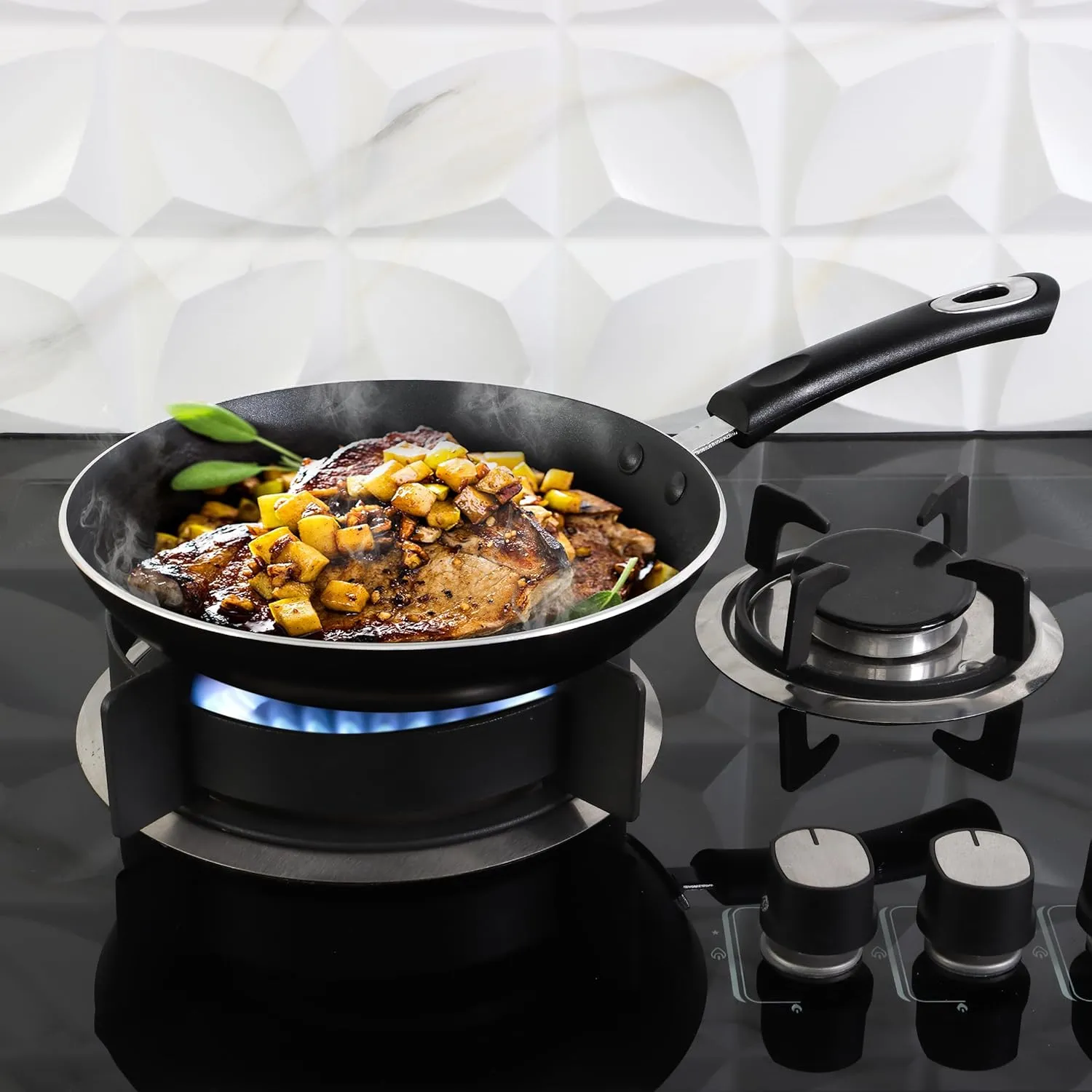 Aluminum Non Stick Frying Pan, Induction Frying Pan with Heat Resistant Handle, Anti-Scratch Omelette pan, Cooking Pan(Black,28cm)