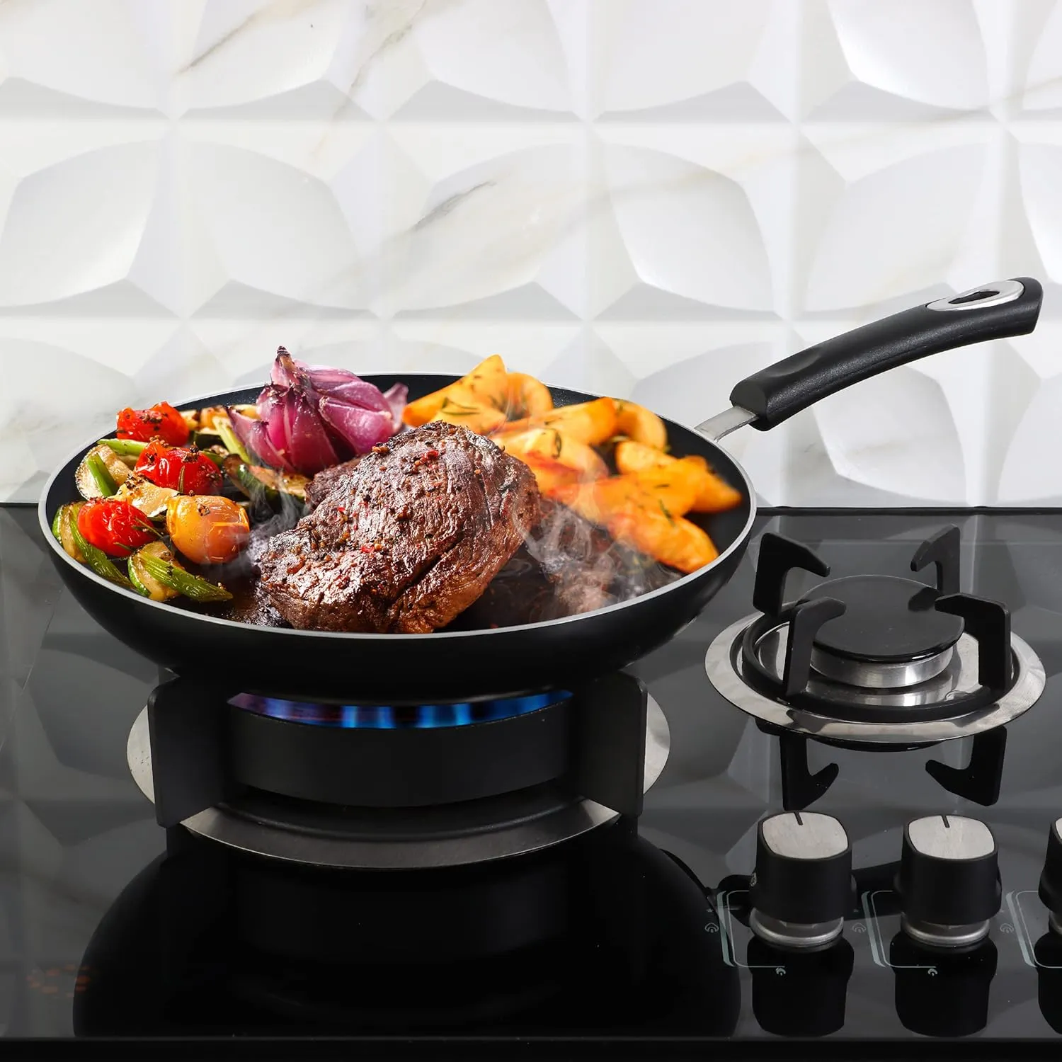 Aluminum Non Stick Frying Pan, Induction Frying Pan with Heat Resistant Handle, Anti-Scratch Omelette pan, Cooking Pan(Black,28cm)