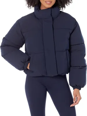 Amazon Essentials Women's Cropped Full-Zip Puffer Jacket (Quilted Matte or Sherpa Fleece)