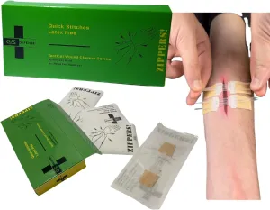 (American Company) Wound Closure Kit | First Aid | 4pc | Strips Without Suture | Zip Stitch Laceration Closure Kit for Cut Care | Adhesive Wound Closure Bandages | IFAK | HSA/FSA Eligible