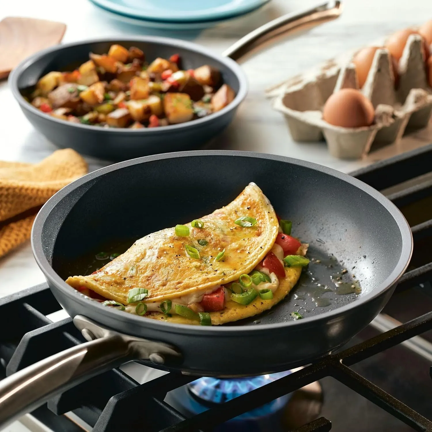 Anolon Accolade Forged Hard Anodized Nonstick Frying Pans/Skillet Set, 10 Inch and 12 Inch - Moonstone Gray