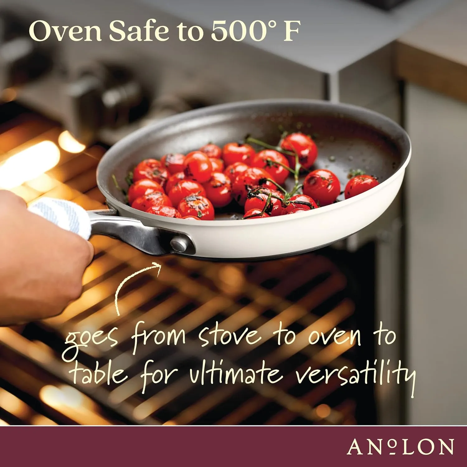 Anolon Achieve Hard Anodized Nonstick Frying Pan/Skillet, 8.25 Inch, Cream