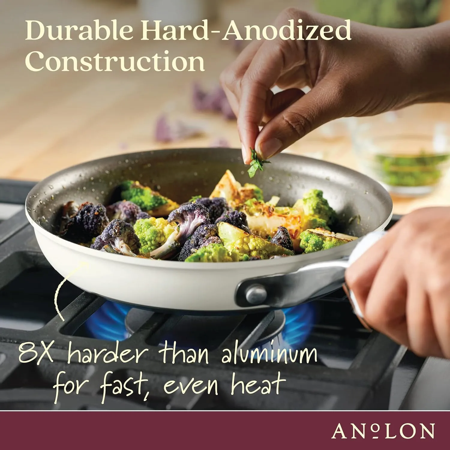 Anolon Achieve Hard Anodized Nonstick Frying Pan/Skillet, 8.25 Inch, Cream