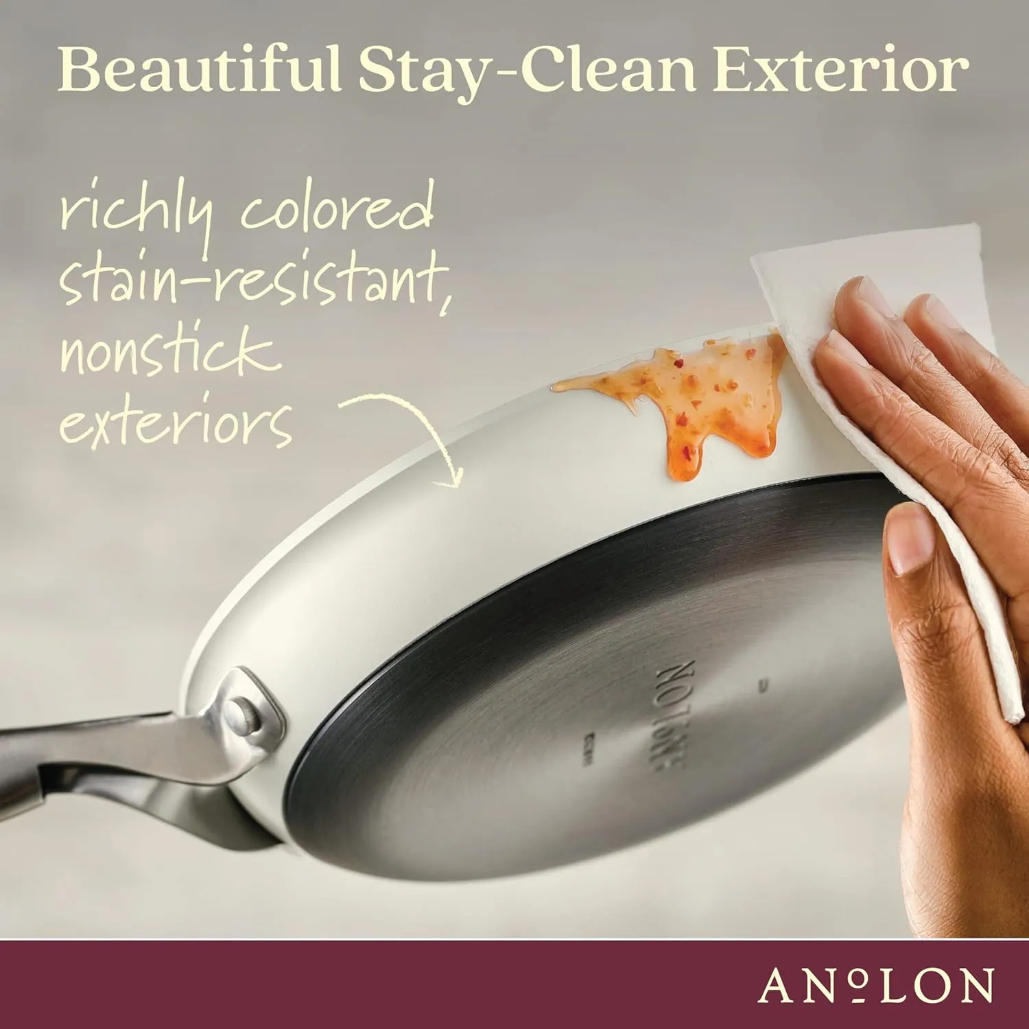 Anolon Achieve Hard Anodized Nonstick Frying Pan/Skillet, 8.25 Inch, Cream