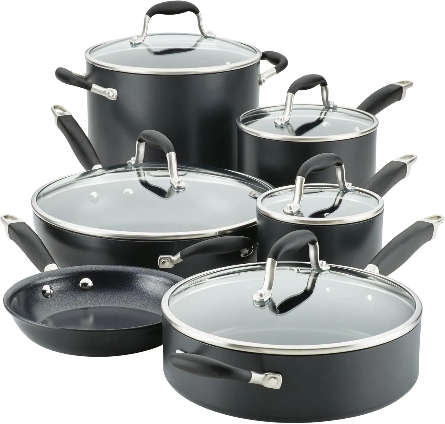Anolon Advanced Home Hard-Anodized Nonstick 11-Piece Cookware Set (Onyx)