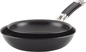 Anolon Smart Stack Hard Anodized Nonstick Frying Pan Set/ Skillet Set - 10 Inch and 12 Inch, Black