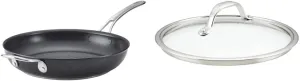 Anolon X Hybrid Nonstick Frying Pan/Skillet with Helper Handle, 12 Inch, Dark Gray & X Glass Replacement Lid for Hybrid Nonstick Cookware Pots and Pans, 10 Inch
