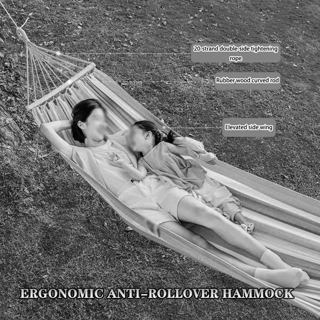 Anti-Rollover Hammock for Camping, Breathable and Comfortable Rocking Swing, Curved Rod Design, Load Bearing 150kg/330.7lbs(Orange-Yellow)