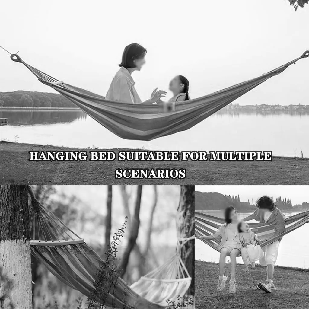 Anti-Rollover Hammock for Camping, Breathable and Comfortable Rocking Swing, Curved Rod Design, Load Bearing 150kg/330.7lbs(Orange-Yellow)