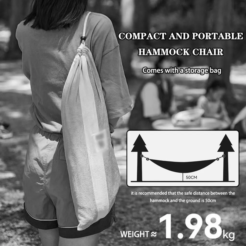 Anti-Rollover Hammock for Camping, Breathable and Comfortable Rocking Swing, Curved Rod Design, Load Bearing 150kg/330.7lbs(Orange-Yellow)