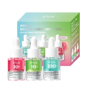 Anua Serum Discovery Trio, Mini Face Serum Travel Size Kit with Hyaluronic Acid, Niacinamide & Azelaic Acid, Hydrating Soothing Gift Set for Women, Korean Skincare Set -10ml/0.33fl.oz × 3EA