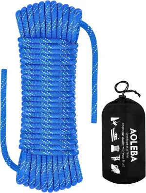 AOLEBA 8.5mm Static Climbing Rope, Outdoor Rock Climbing Ropes, Heavy Duty Rappelling Rope for Fire Rescue, Escape, 10M(32Ft) 20M(64Ft) 30M(96Ft) Ice Climbing Equipment & Parachute Accessories
