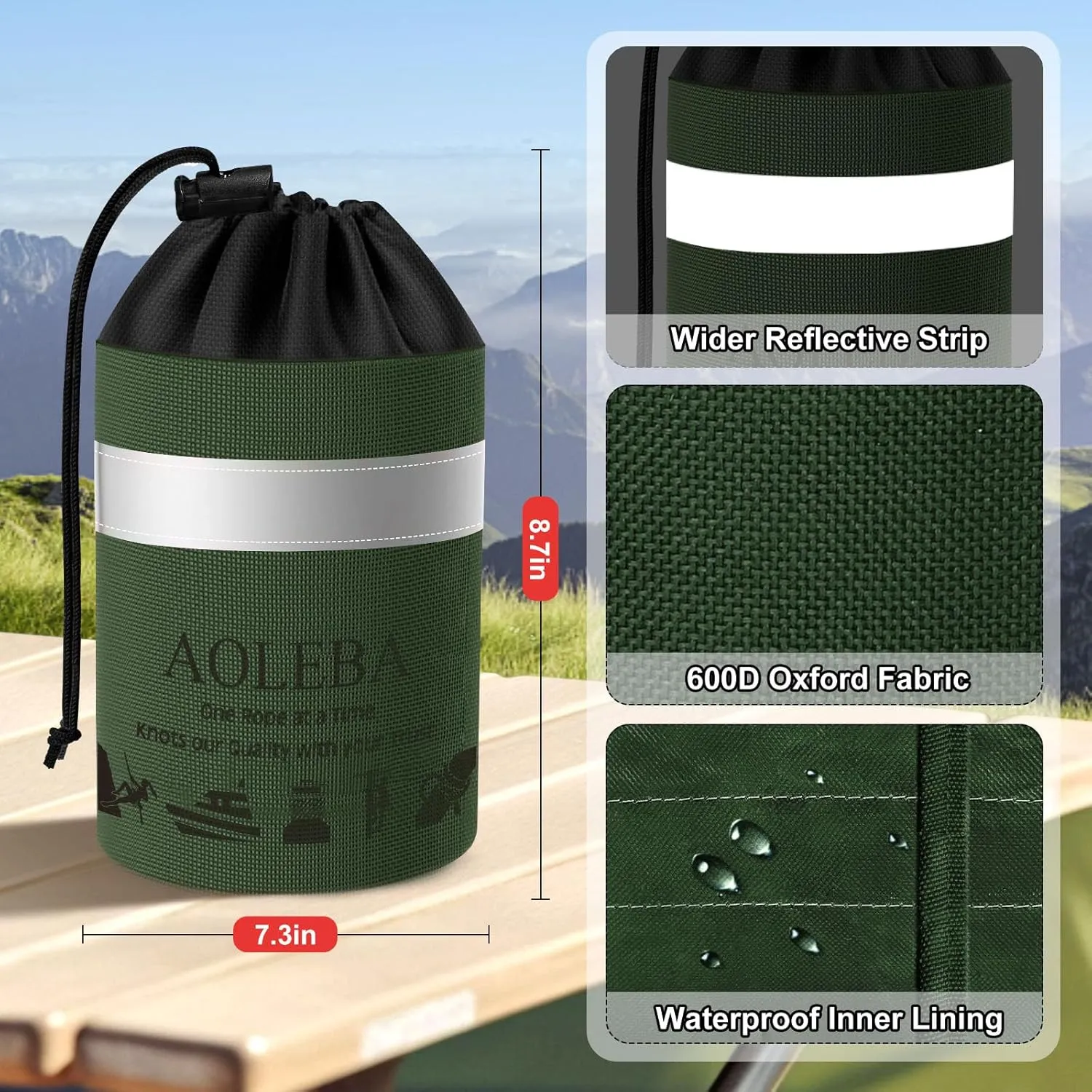 AOLEBA Arborist Throw Line Kit, Slick Arborist Rope Throw Weight Set with Reflective Storage Bag, 100% Polyester Rope, Arborist Equipment for High Limb, Throwing, Climbing, Tree Cutting