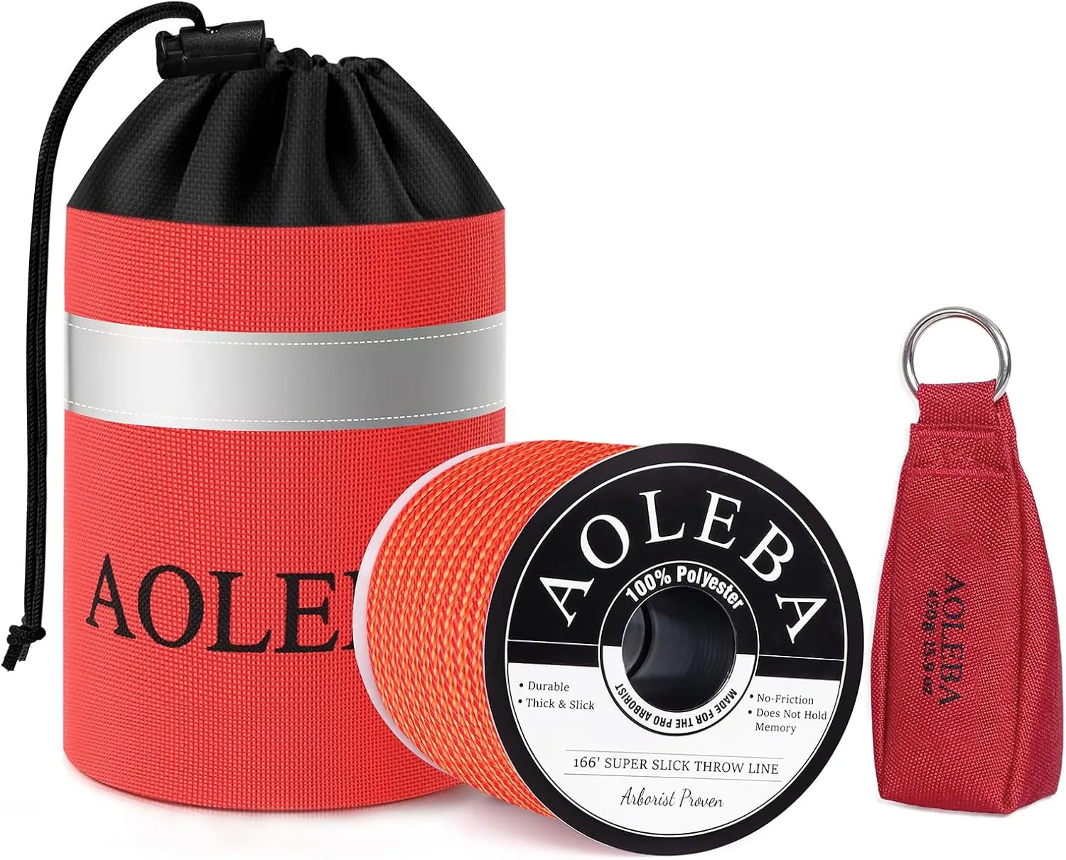 AOLEBA Arborist Throw Line Kit, Slick Arborist Rope Throw Weight Set with Reflective Storage Bag, 100% Polyester Rope, Arborist Equipment for High Limb, Throwing, Climbing, Tree Cutting