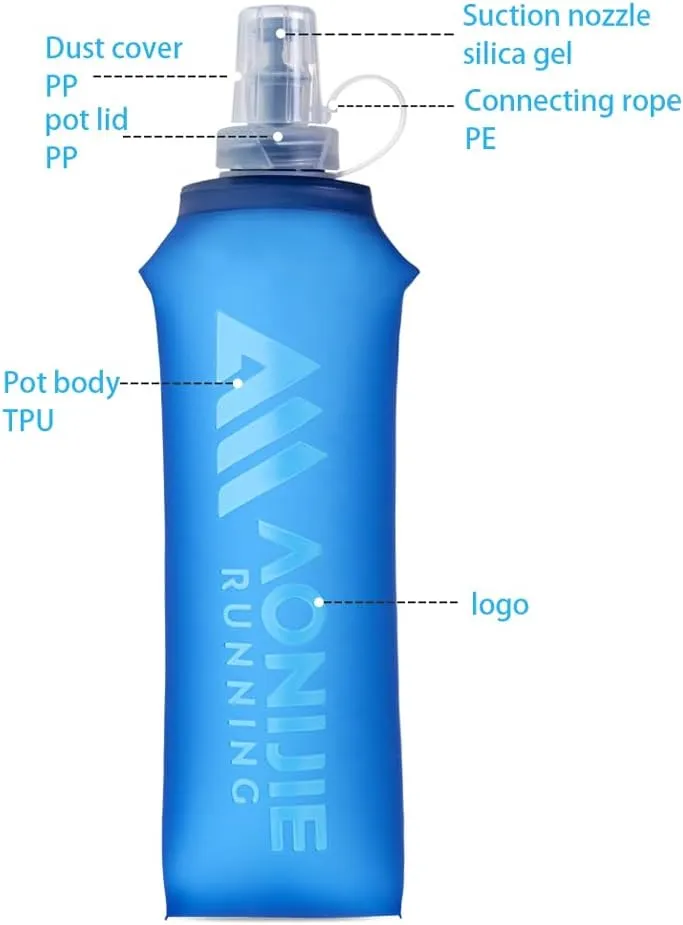 AONIJIE Soft Flask 250mL/500mL TPU Collapsible Water Bottles for Outdoor Sports Hydration Ideal for Running Hiking Cycling Climbing (C#250ML Soft Flask)