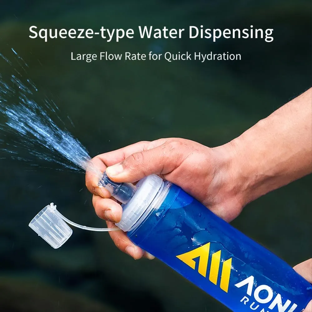 AONIJIE Soft Flask 250mL/500mL TPU Collapsible Water Bottles for Outdoor Sports Hydration Ideal for Running Hiking Cycling Climbing (D#500ML(Screen Printing)