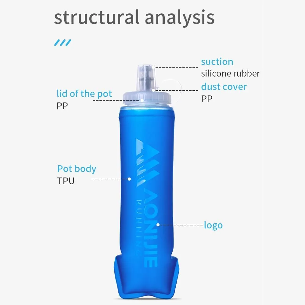 AONIJIE Soft Flask 250mL/500mL TPU Collapsible Water Bottles for Outdoor Sports Hydration Ideal for Running Hiking Cycling Climbing (D#500ML(Screen Printing)