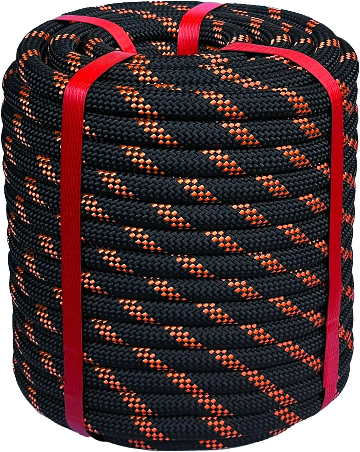 Arborist Rigging Rope 1/2 in x 100 Ft Black Bull Rope Polyester Braided Arborist Rope 1/2 inch 48 Strands 100 Feet for Various Outdoor Applications Construction Climbing Swing Sailing