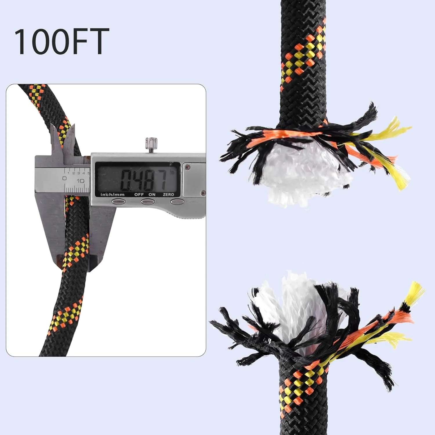 Arborist Rope Braided Polyester Climbing Rope 1/2Inch X 100Ft 48 Strands Black Bull Rope for Various Outdoor Applications,Construction,Tree,Pulling,Swing,Climbing