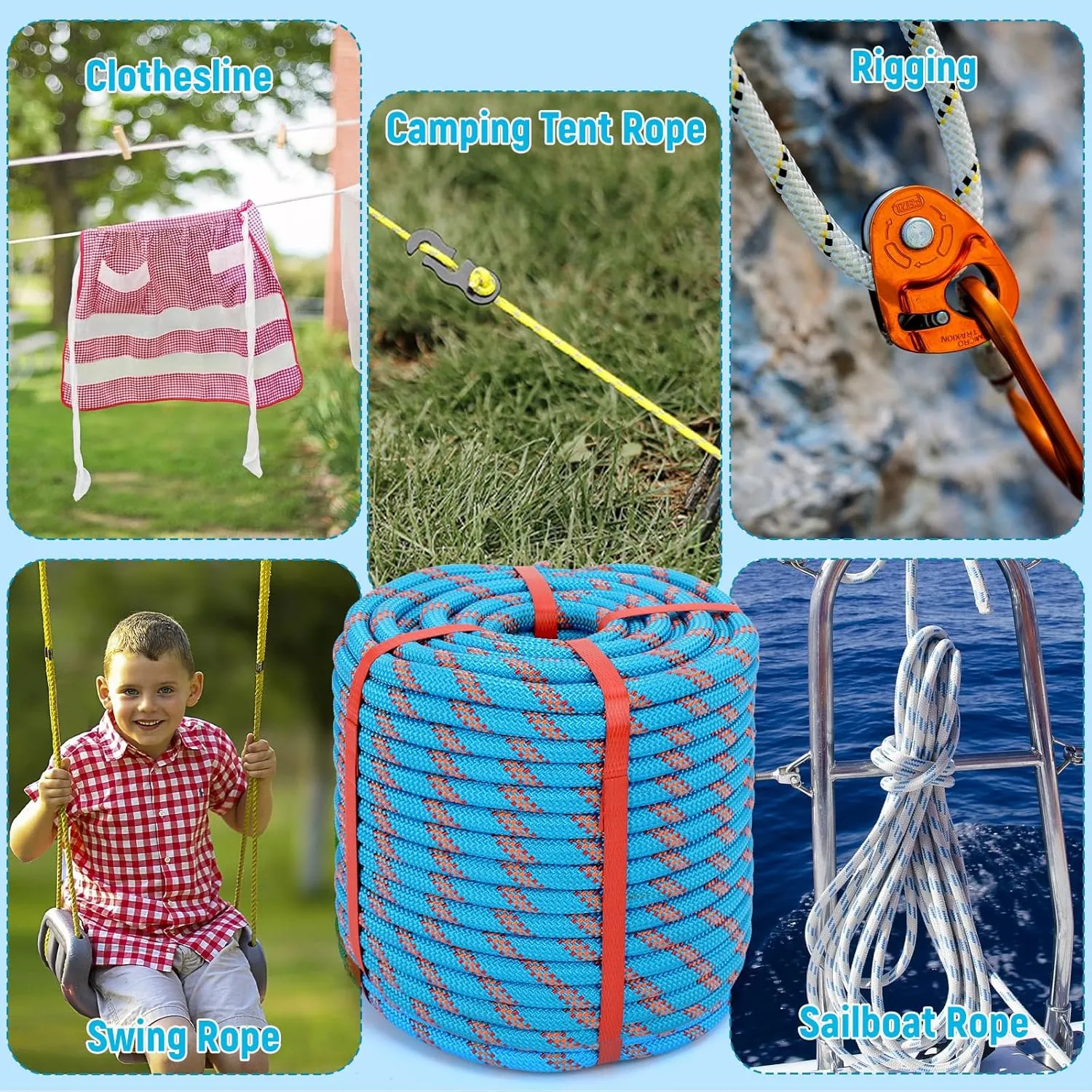 Arborist Rope Climbing Rope Arborist Rigging Rope 48 Strands Tree Rope(1/2 inch x 150ft) Rope for Climbing Tree Swing Pulling Sailing