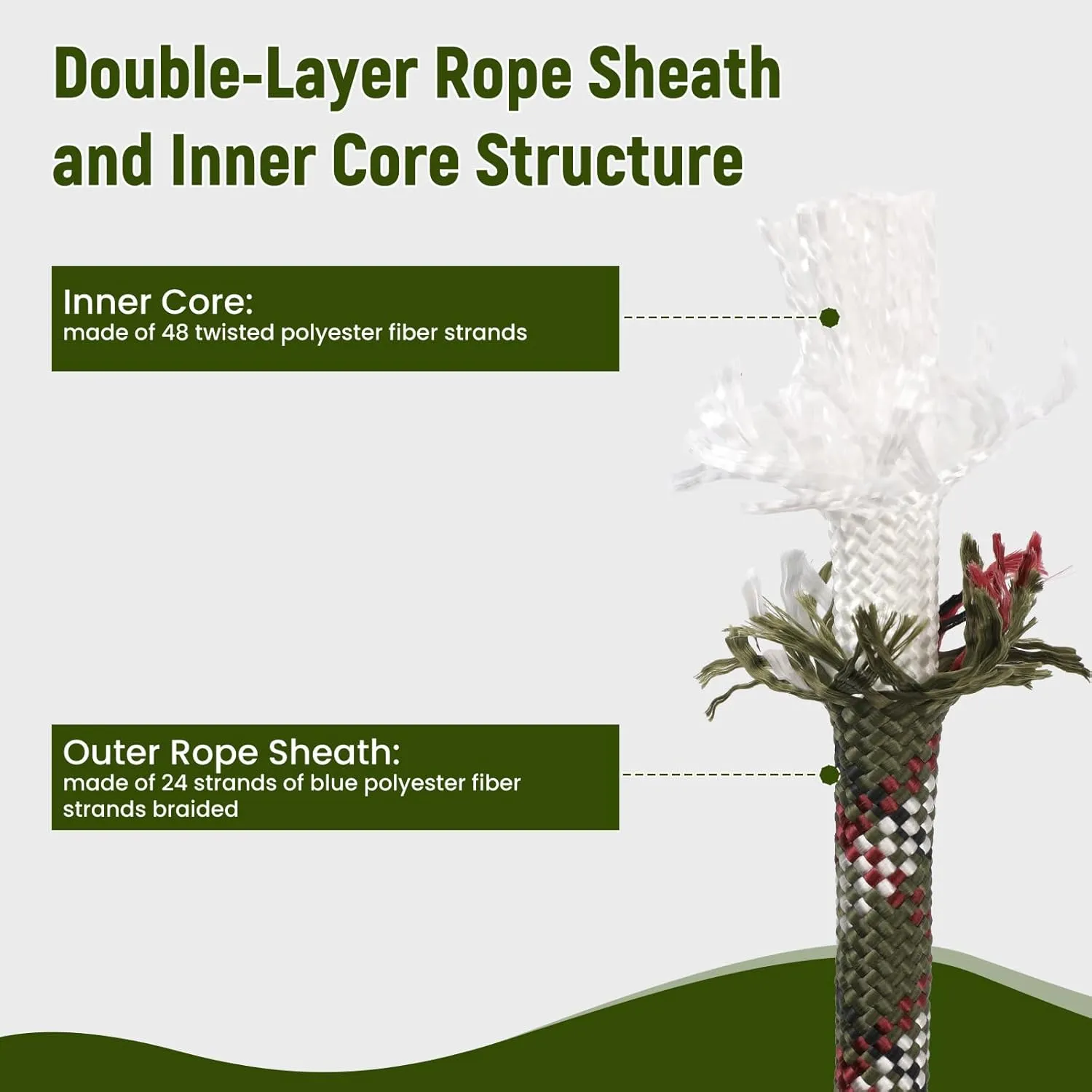 Arborist Rope Climbing Rope Arborist Rigging Rope 48 Strands Tree Rope(1/2 inch x 150ft) Rope for Climbing Tree Swing Pulling Sailing