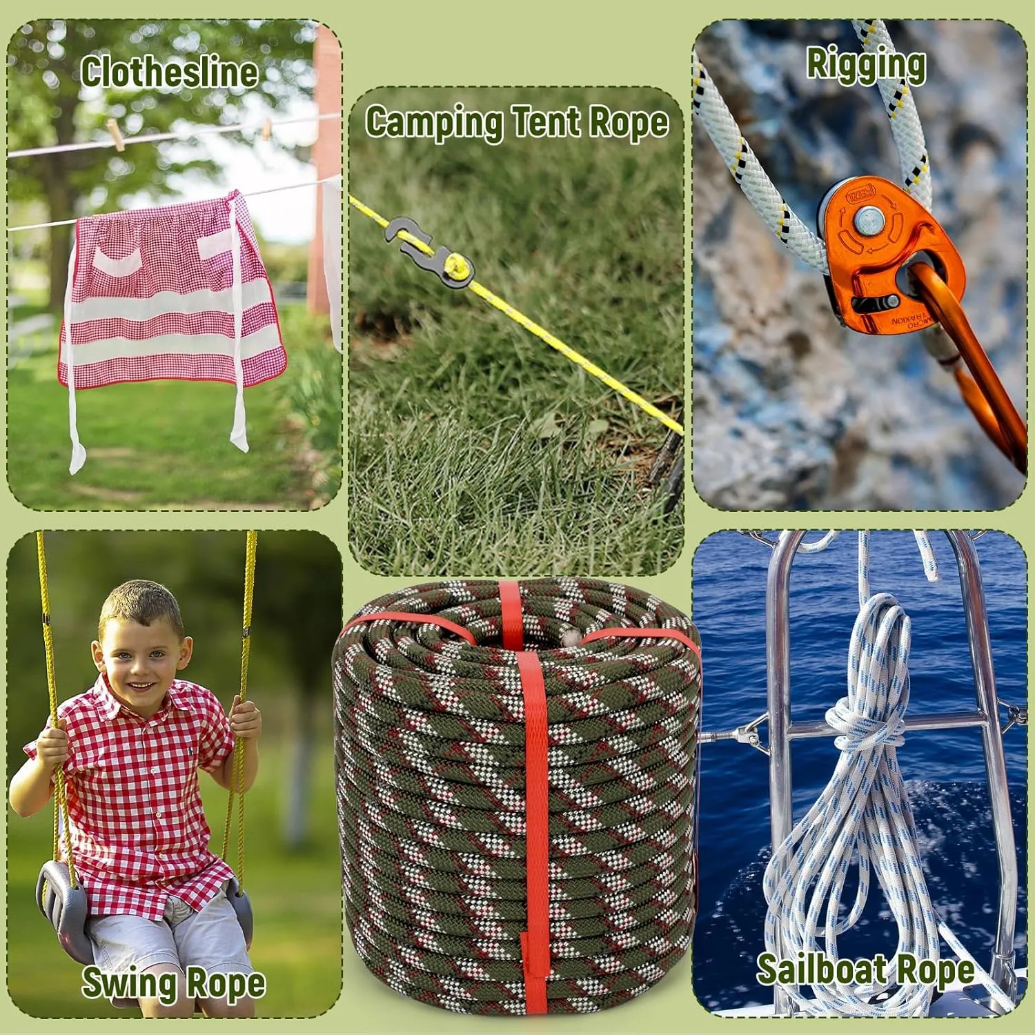 Arborist Rope Climbing Rope Arborist Rigging Rope 48 Strands Tree Rope(1/2 inch x 150ft) Rope for Climbing Tree Swing Pulling Sailing