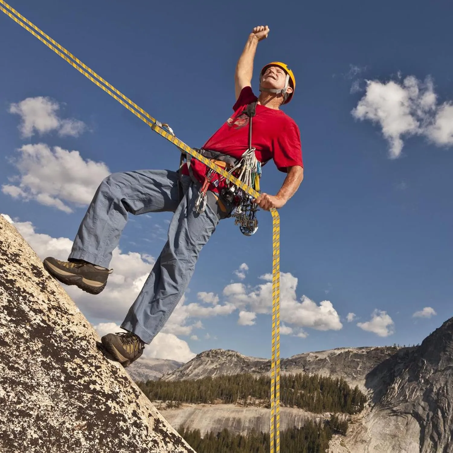 Arborist Rope Climbing Rope（1/2 inch x 150ft） Bull Rope for Construction Climbing Swing Sailing