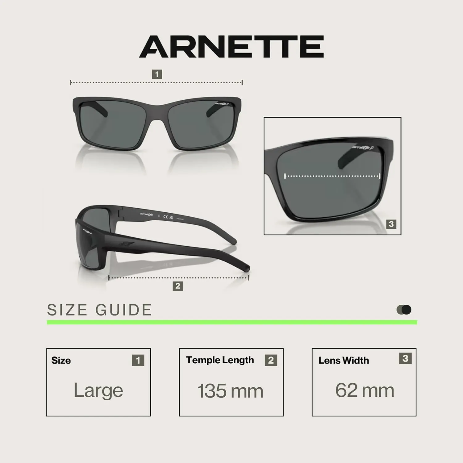 ARNETTE AN4202 Rectangle Sunglasses for Men   BUNDLE with Designer iWear Eyewear Care Kit