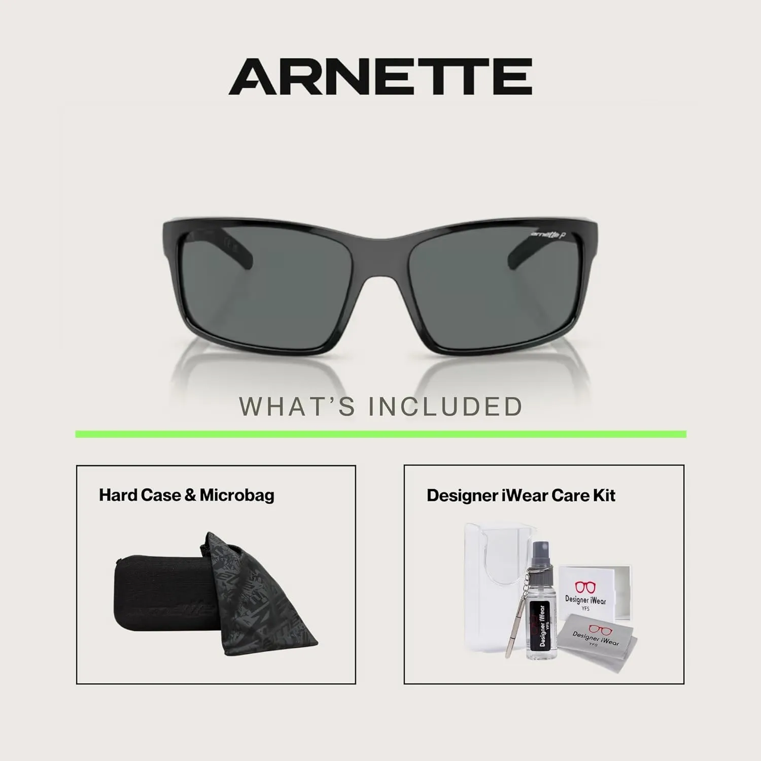 ARNETTE AN4202 Rectangle Sunglasses for Men   BUNDLE with Designer iWear Eyewear Care Kit