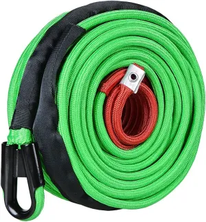 Astra Depot Synthetic Winch Rope Cable Green 22000lbs 95ft x 3/8 inch with All Rock Guard 7/16" Compatible for Jeep ATV UTV 4X4 Off-Road Truck
