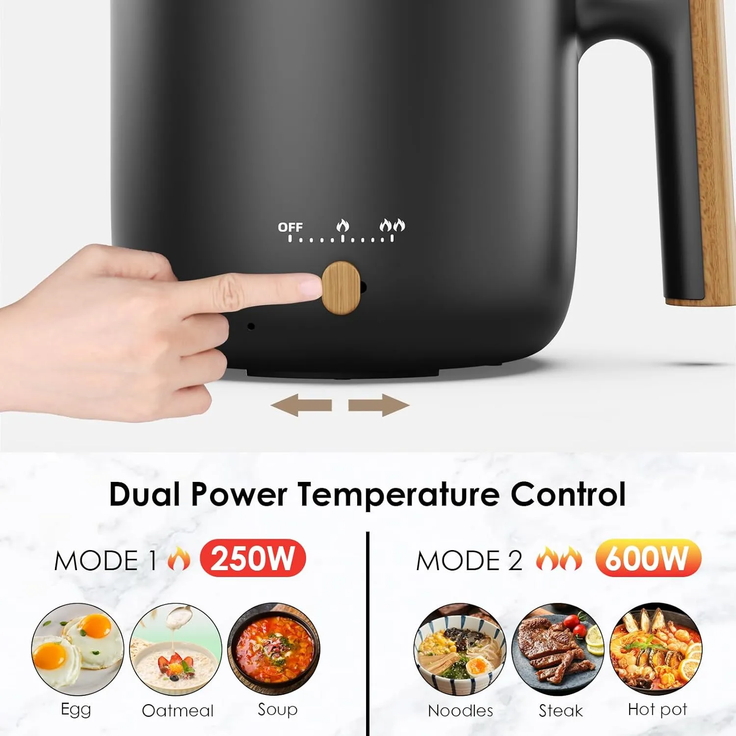 Audecook Hot Pot Electric with Steamer, 1.8L Portable Mini Travel Cooker, Multifunctional Non-Stick Electric Skillet for Stir Fry/Stew/Steam, Perfect for Ramen Noodles/Pasta/Egg/Soup/Oatmeal(Black)